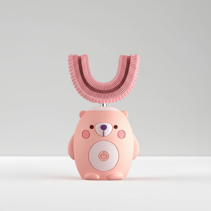 Ergonomische TinySonic Schallzahnbürste für Kinder, leicht zu halten und perfekt für kleine Hände.