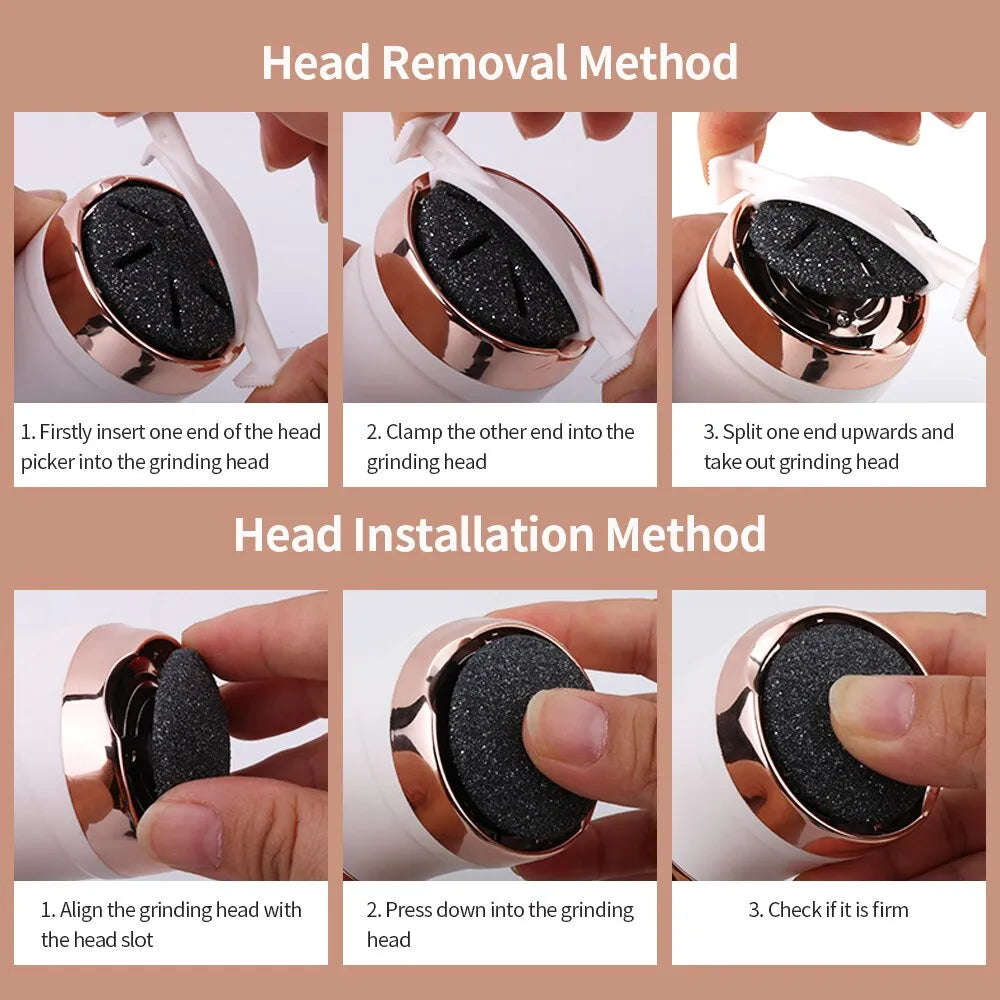 Wiederaufladbarer Hornhautentferner mit USB-Ladefunktion für kabellose, komfortable Pediküre.