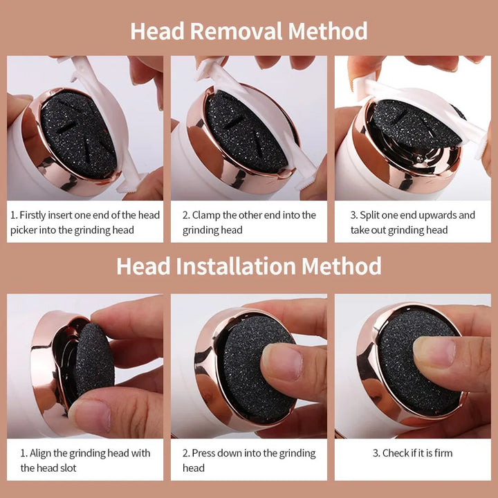 Modernes Design und ergonomischer Griff des wiederaufladbaren Hornhautentferners für sichere Handhabung.