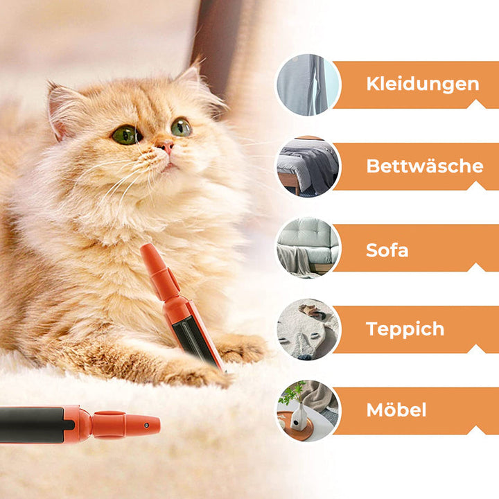Handliche Fusselrolle: Idealer Tierhaarentferner für Kleidung, Polster und Autositze.
