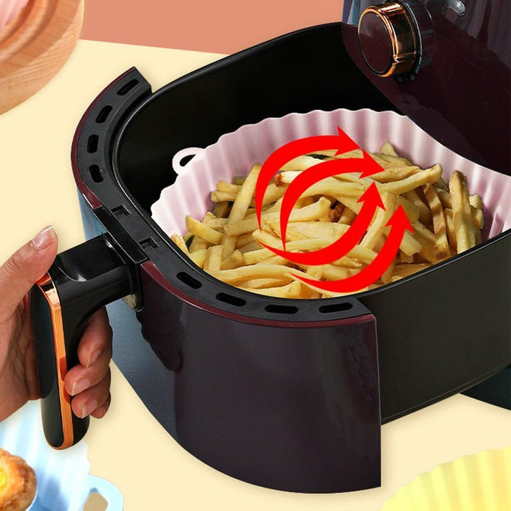 Spülmaschinenfeste Airfryer Silikonform, leicht zu reinigen. Umweltfreundliches Kochzubehör für beste Ergebnisse.