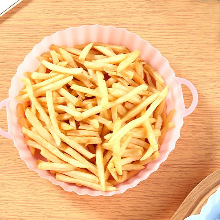 Original Airfryer Silikonform, wiederverwendbar. Macht die Reinigung nach dem Kochen spielend leicht.