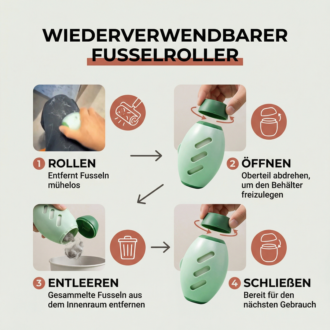 Umweltfreundlicher, waschbarer Fusselentferner für Hundehaare, Katzenhaare & Fusseln auf Textilien.