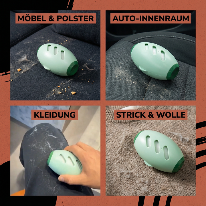 Praktischer Tierhaarentferner mit ergonomischem Griff für einfache Reinigung von Kleidung & Polstern.