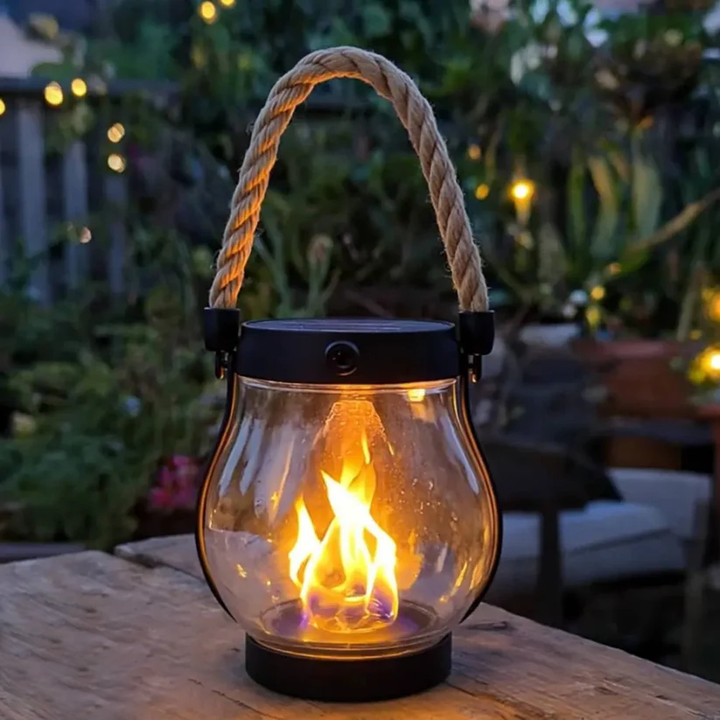 Die WildLight Solarleuchte im Freien: eine energieeffiziente Flammenlampe für Camping und den Garten.