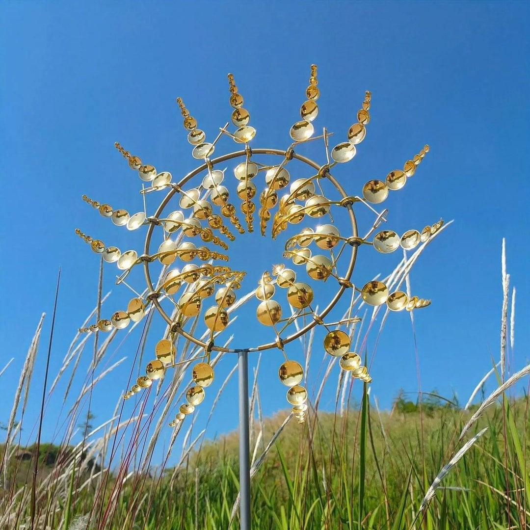 Dynamische Windmühle Spinner mit doppelten Rotoren, windbetriebenes Gartenspiel aus Metall für Außenbereiche.