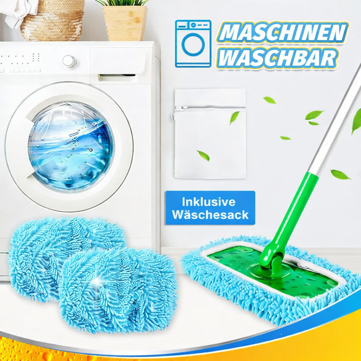 Wischmopp Bezug PureTide für streifenfreie Bodenreinigung. Nachhaltiger, wiederverwendbarer Flachwischer Mopaufsatz.