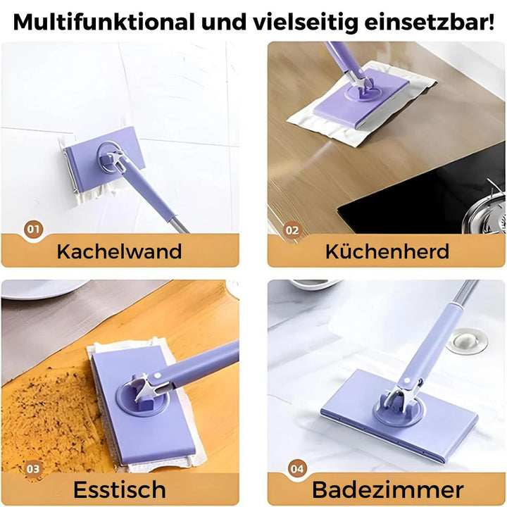 Teleskopischer Moppstiel des Wischsystems für ergonomische & mühelose Bodenreinigung. Perfekt für alle Böden.