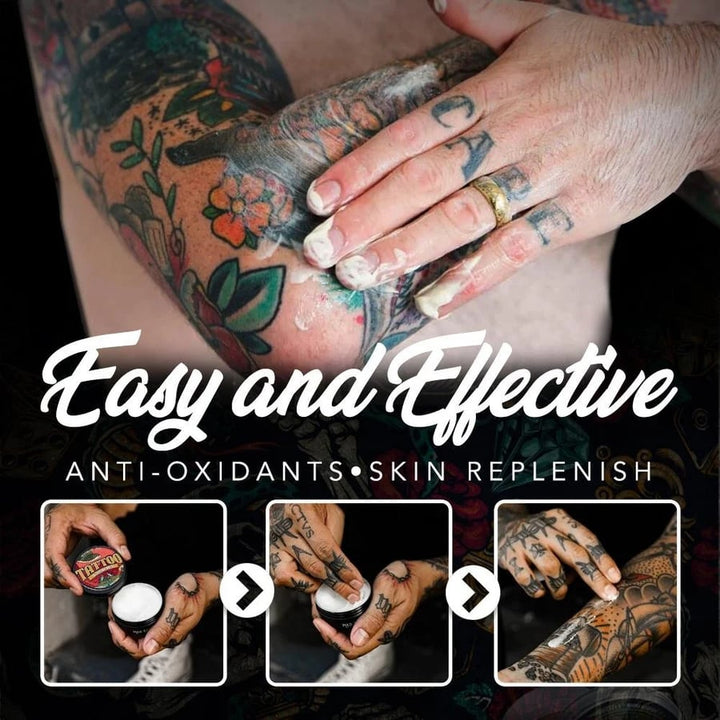 Effektive Tattoo Aftercare: Creme schützt Farben, lindert Juckreiz & beschleunigt die natürliche Hautheilung.