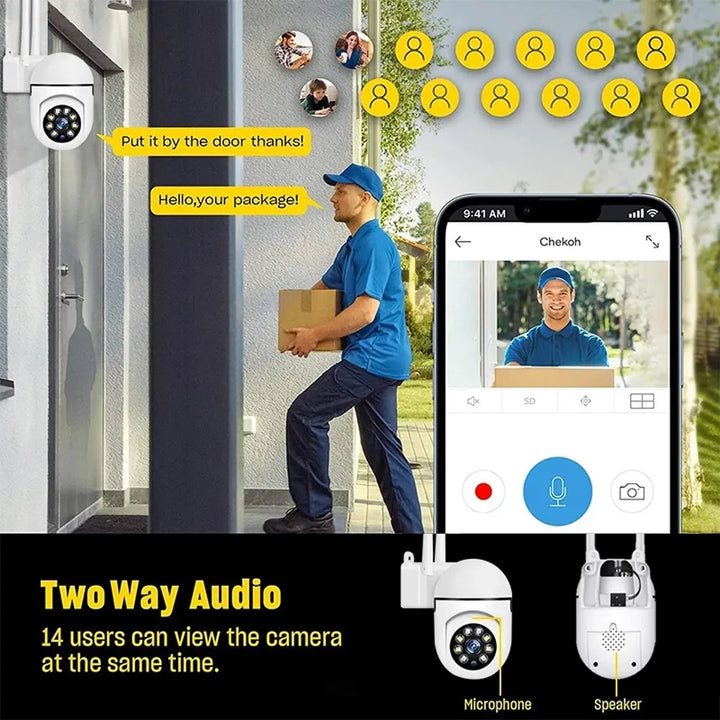 Nachtsicht-Aufnahme der WLAN-Überwachungskamera: Klare Bilder bei Dunkelheit für 24/7 Heimschutz.