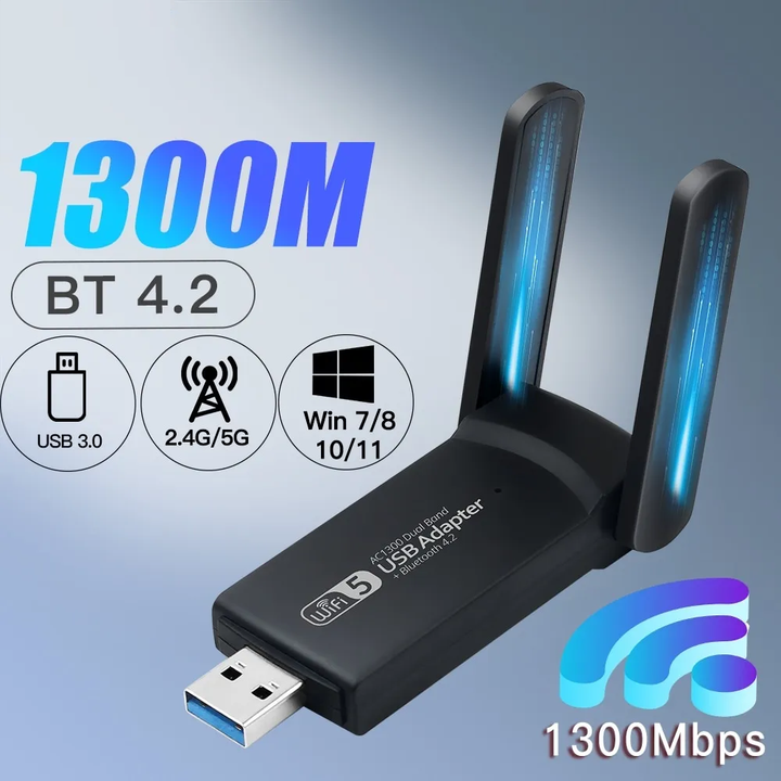 WLAN-USB-Adapter für schnelles Dualband-Internet am PC. Verbessert die drahtlose Konnektivität.