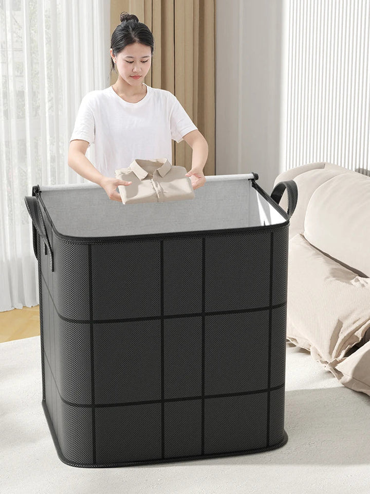Vielseitige Aufbewahrungstasche XL, faltbar, schafft Ordnung für Kleidung, Bettwäsche & Spielzeug.