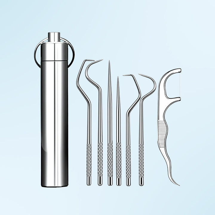 Effektive Zahnreinigung mit professionellem Edelstahl-Zahnpflegeset. Für strahlende Zähne & optimale Hygiene.