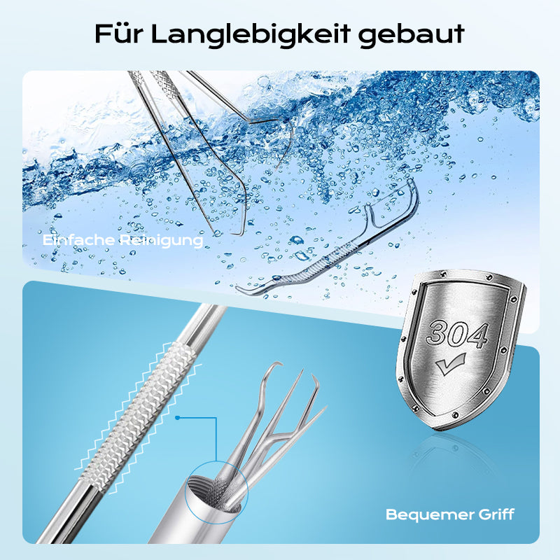 Präzisions-Zahnreinigungswerkzeug aus Edelstahl für effektive Entfernung von Zahnstein & Plaque. Für Mundhygiene.