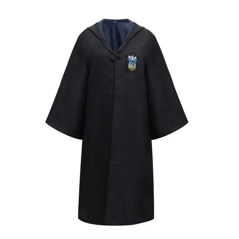 Detailansicht: Zauberer Umhang im Hogwarts-Stil mit Zubehör. Hochwertiges Kostüm für Fans & Parties.