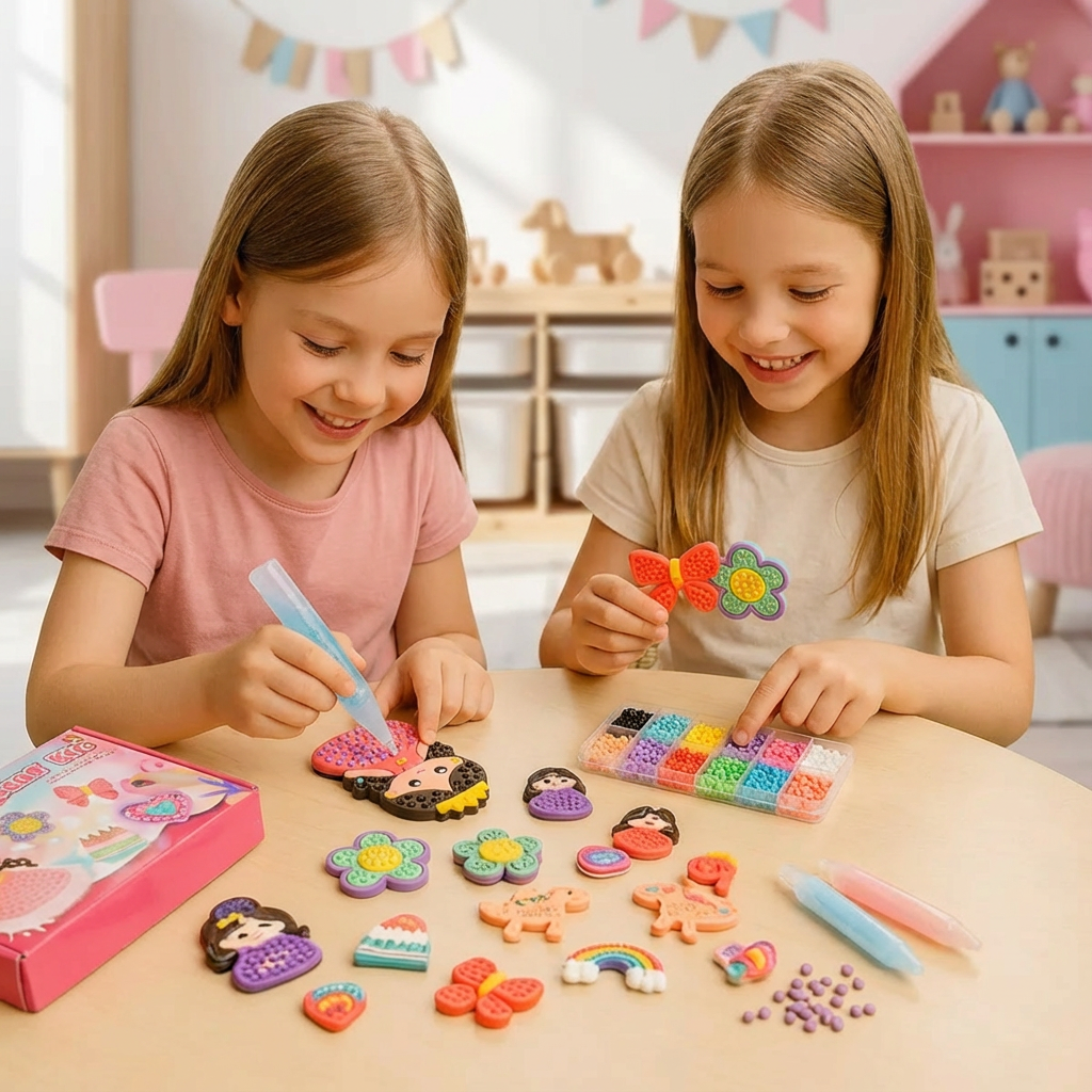 Zauberhafte Perlenmalerei DIY Set für Kinder. Kreatives Bastelset zur Förderung von Feinmotorik & Konzentration.
