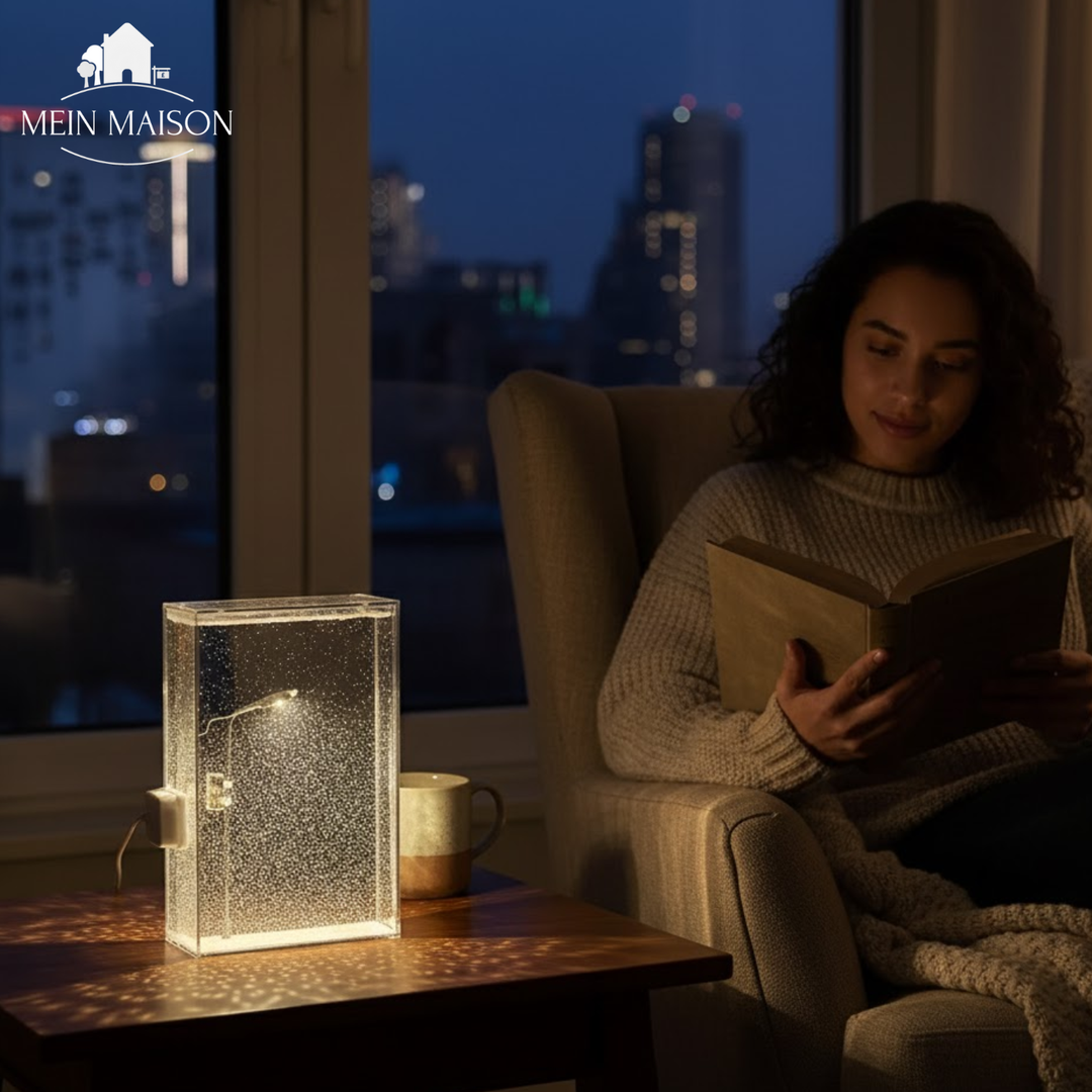 Einzigartige Schneelampe als stimmungsvolle DIY-Beleuchtung, ideal für kreative Winterabende.