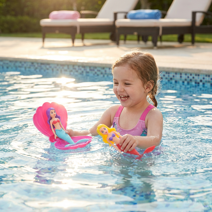 Zauberhaftes Meerjungfrauen Badespielzeug für Kinder, ideal für Badewanne und Pool.