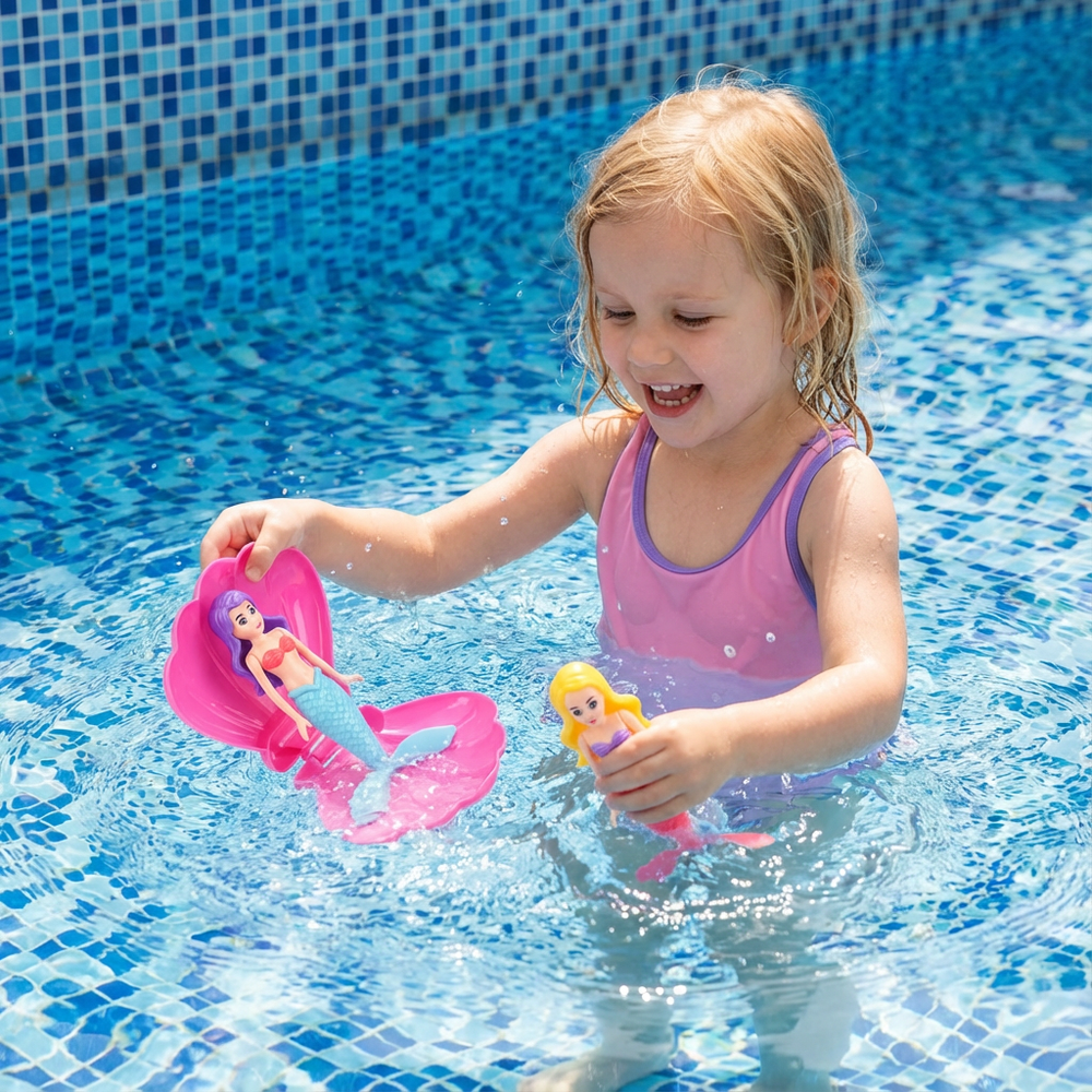 Fantasievolles Meerjungfrauen Wasserspielzeug für Mädchen, farbenfroh und schwimmfähig.