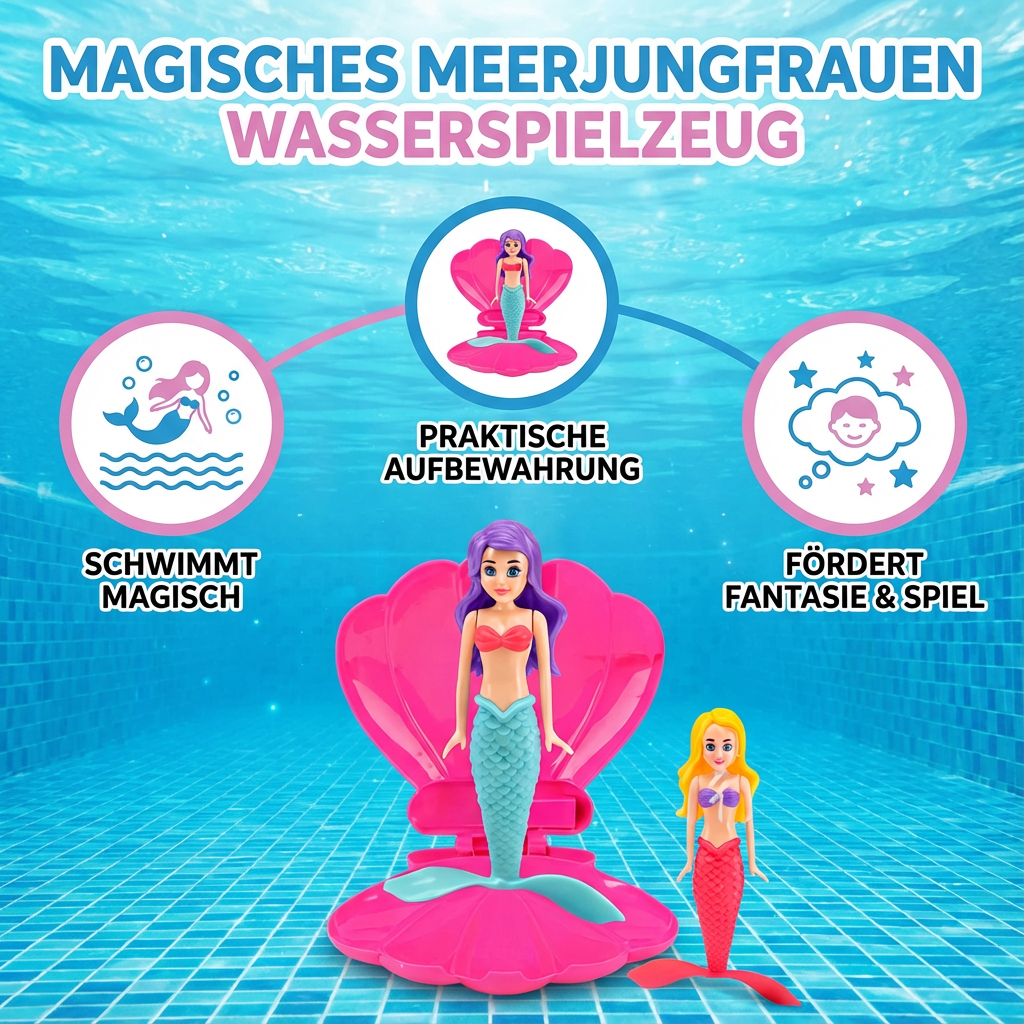 Kinder Meerjungfrauen Spielzeug für den Badespaß; regt Kreativität und fantasievolles Schwimmen an.