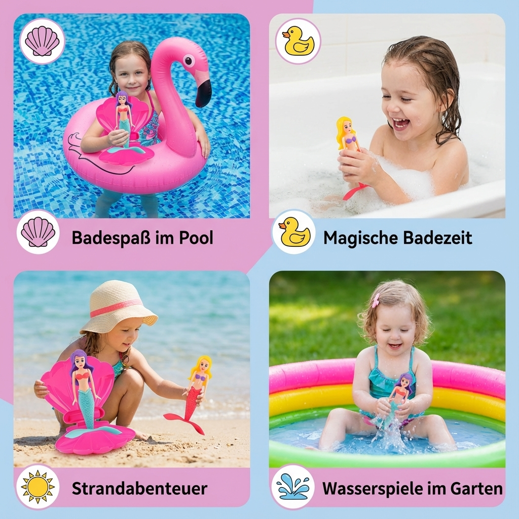 Poolspielzeug Meerjungfrau für draußen; perfektes Wasserspiel für den Sommer und Garten.