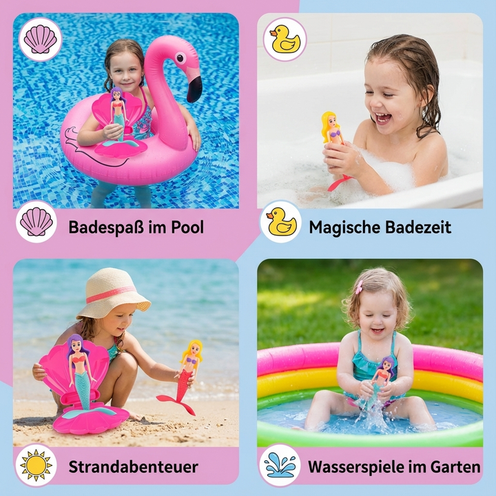 Poolspielzeug Meerjungfrau für draußen; perfektes Wasserspiel für den Sommer und Garten.
