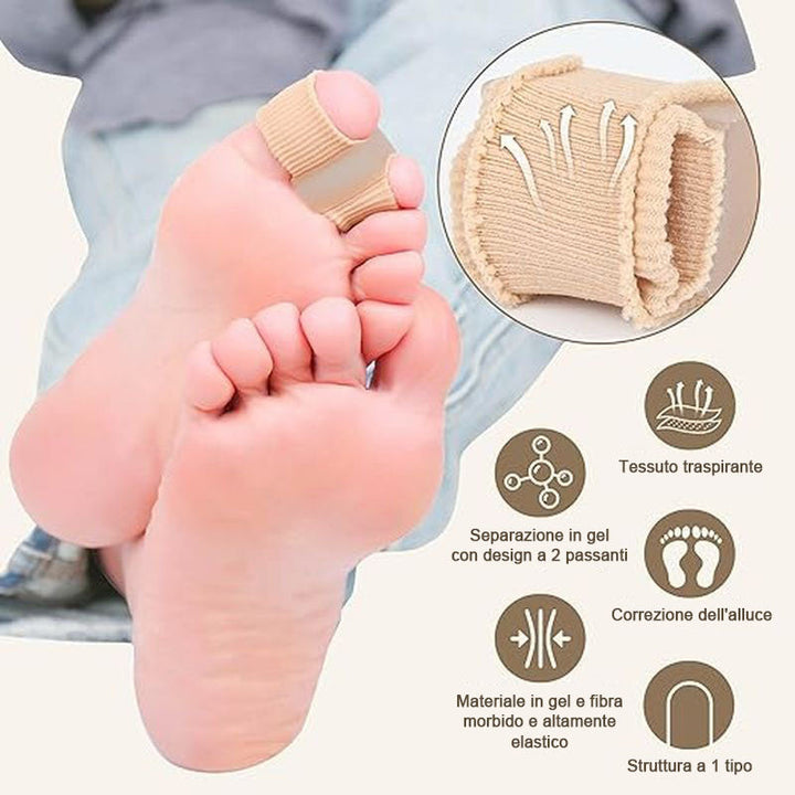 Fußpflege mit ToeEase: Zehentrenner zur Linderung von Hallux Valgus Schmerzen & Zehenausrichtung.