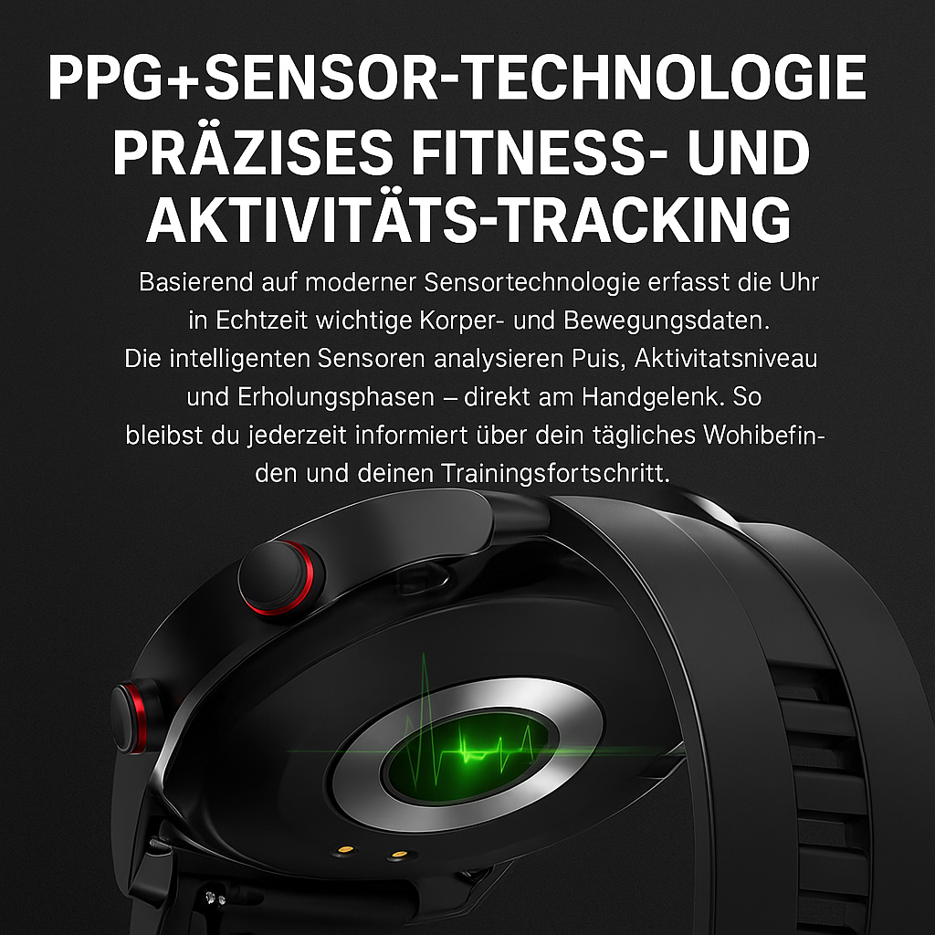 Aktivitätstracker auf Zelara20250404 Fitnessuhr zeigt Schritte & Kalorien für Ihr Training.