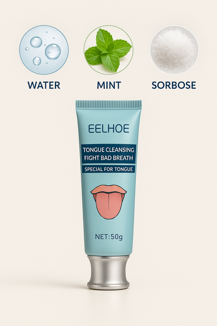 Zungenreiniger & Zungen-Gel Set zur umfassenden Mundhygiene. Entfernt Bakterien für frischen Atem & Zungenpflege.