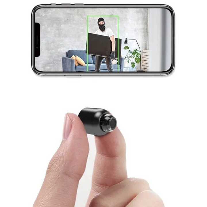 Zwei kompakte Mini WiFi Überwachungskameras mit HD-Nachtsicht zur diskreten Heimüberwachung & Sicherheit.