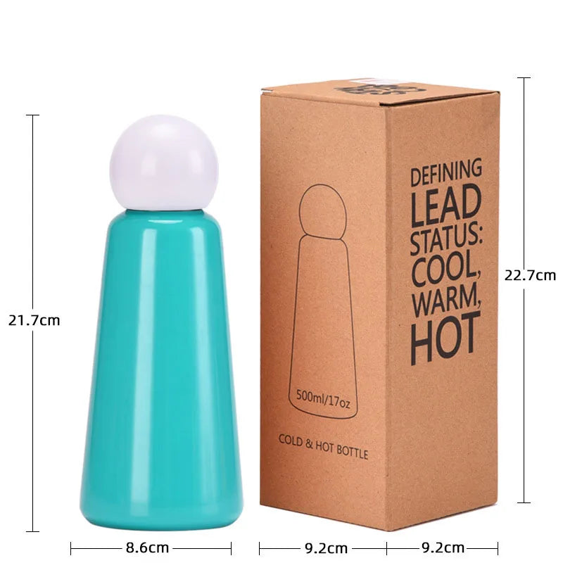 Praktische 500ml Edelstahl Trinkflasche, spülmaschinengeeignet, zweifarbig.