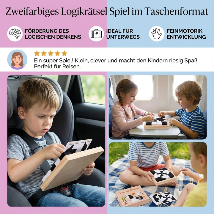 Zweifarbiges Denksport-Spiel auf einem Tisch. Fördert logisches Denken & Konzentration. Ein ideales Kinderspiel & Erwachsenenspiel.