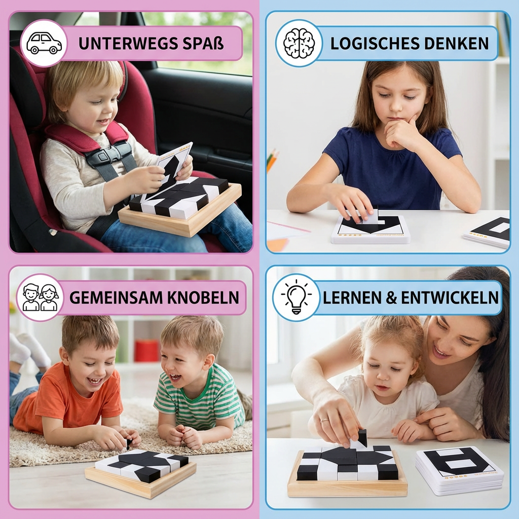 Kompaktes Logikrätsel für unterwegs, teilweise gelöst. Dieses zweifarbige Geduldspiel fordert deine Strategie.