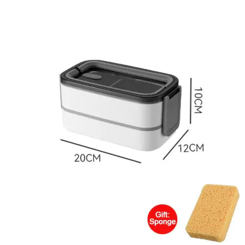 Moderne Edelstahl Bento Box mit zwei Schichten für stilvolles und frisches Mittagessen unterwegs.